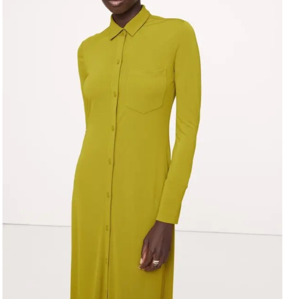 Banana Republic Elegant Olive Green Shirt Dress